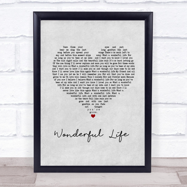Alter Bridge Wonderful Life Grey Heart Song Lyric Print