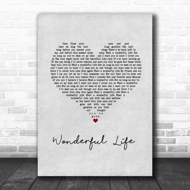 Alter Bridge Wonderful Life Grey Heart Song Lyric Print