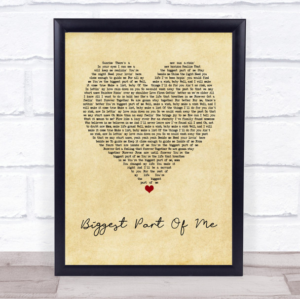 Ambrosia Biggest Part Of Me Vintage Heart Song Lyric Print