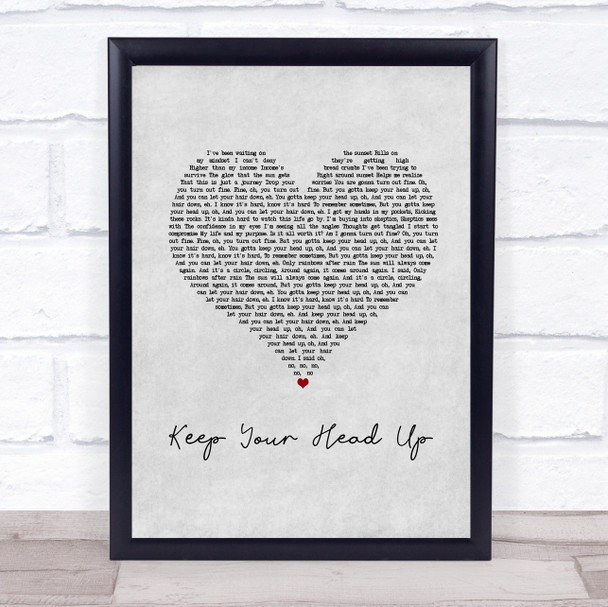 Andy Grammer Keep Your Head Up Grey Heart Song Lyric Print