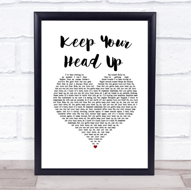 Andy Grammer Keep Your Head Up White Heart Song Lyric Print