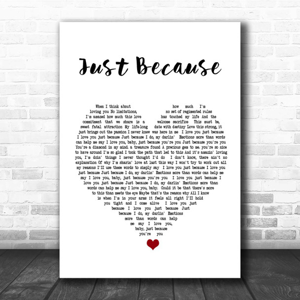 Anita Baker Just Because White Heart Song Lyric Print