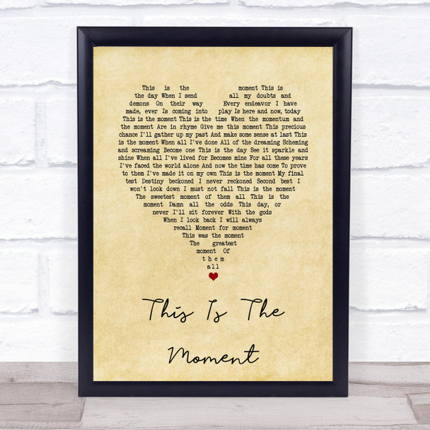 Anthony Warlow This Is The Moment Vintage Heart Song Lyric Print