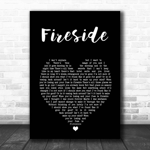 Arctic Monkeys Fireside Black Heart Song Lyric Print