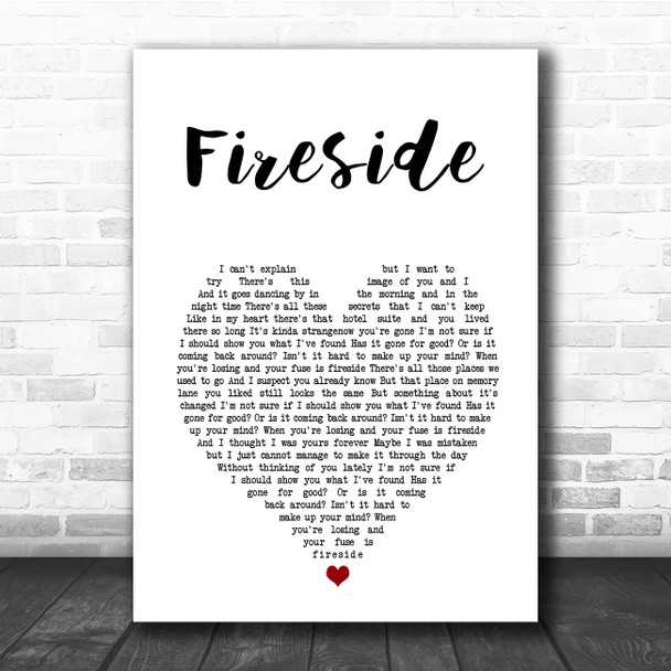Arctic Monkeys Fireside White Heart Song Lyric Print
