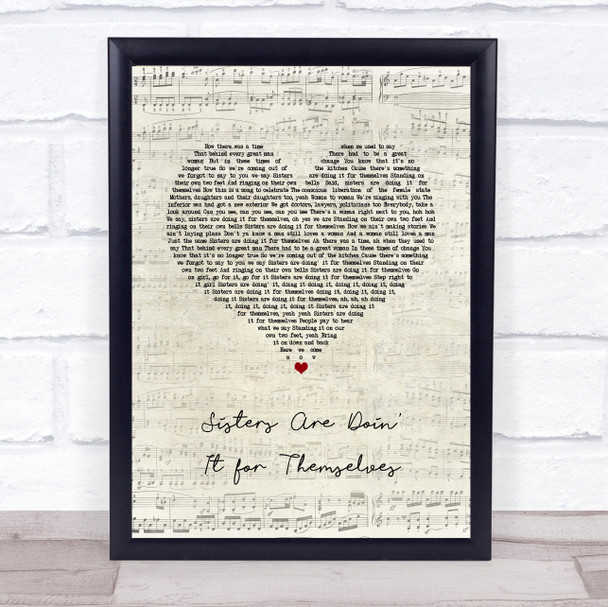 Aretha Franklin Sisters Are Doin' It for Themselves Script Heart Song Lyric Print