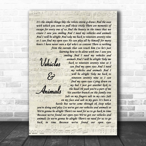 Athlete Vehicles & Animals Vintage Script Song Lyric Print