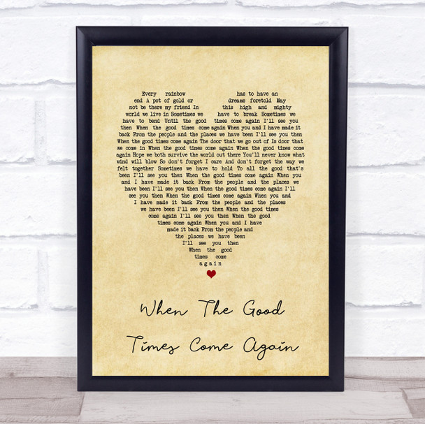 Barry Manilow When The Good Times Come Again Vintage Heart Song Lyric Print