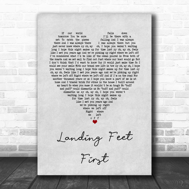 Bayside Landing Feet First Grey Heart Song Lyric Print