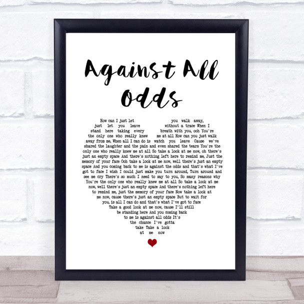 Phil Collins Against All Odds Heart Song Lyric Music Wall Art Print