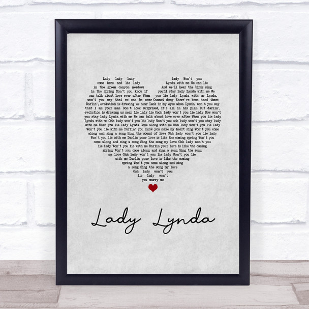 Beach Boys Lady Lynda Grey Heart Song Lyric Print