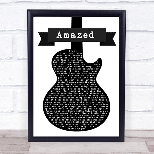 Lonestar Amazed Black & White Guitar Song Lyric Music Wall Art Print