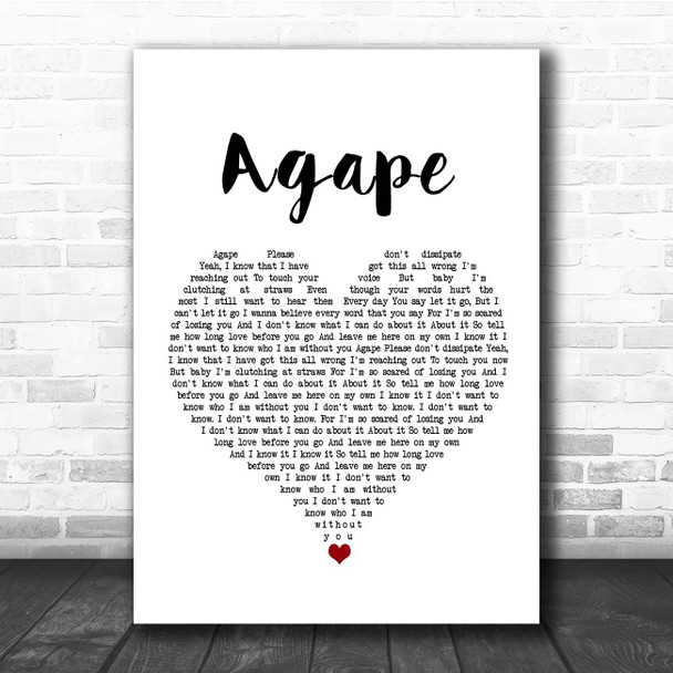 Bear's Den Agape White Heart Song Lyric Print