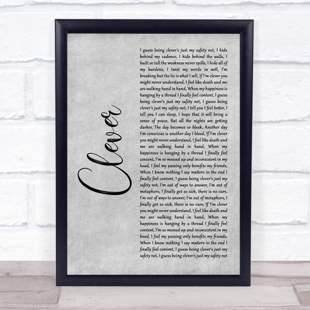 Beartooth Clever Grey Rustic Script Song Lyric Print