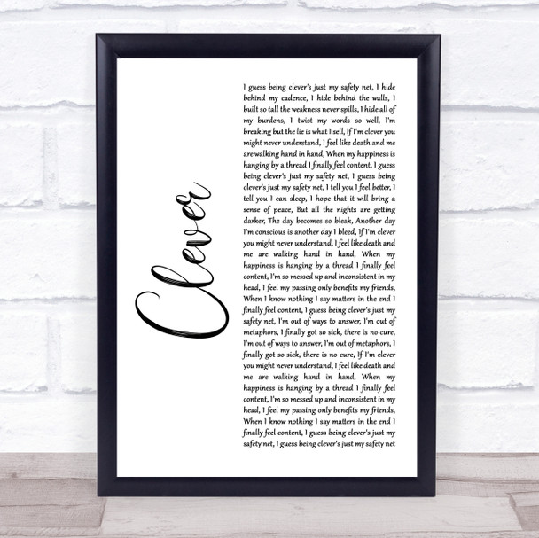 Beartooth Clever White Script Song Lyric Print