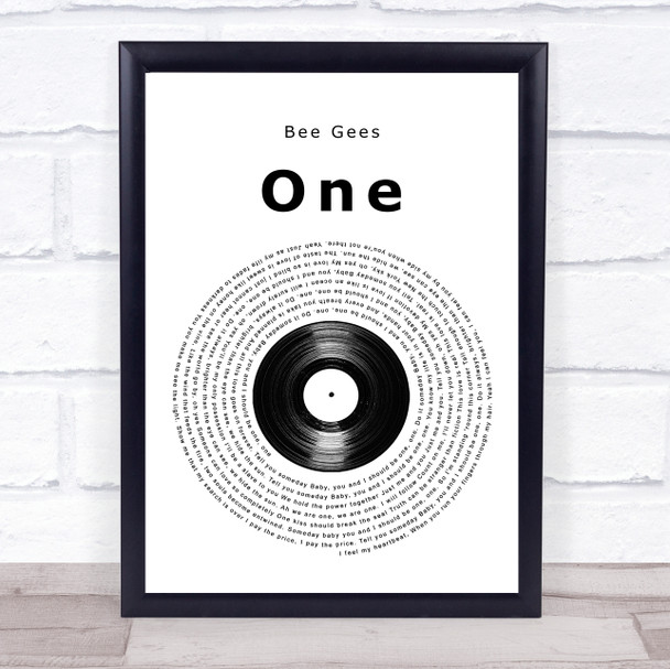 Bee Gees One Vinyl Record Song Lyric Print