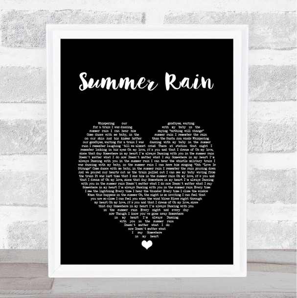 Belinda Carlisle Summer Rain Black Heart Song Lyric Print