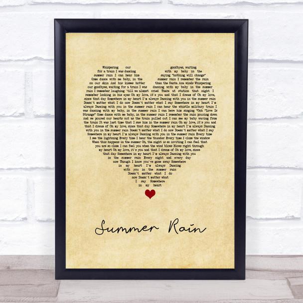 Belinda Carlisle Summer Rain Vintage Heart Song Lyric Print