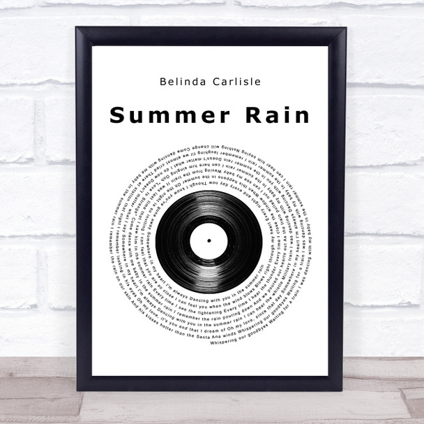 Belinda Carlisle Summer Rain Vinyl Record Song Lyric Print