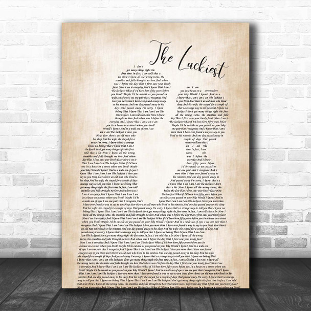 Ben Folds The Luckiest Man Lady Bride Groom Wedding Song Lyric Print