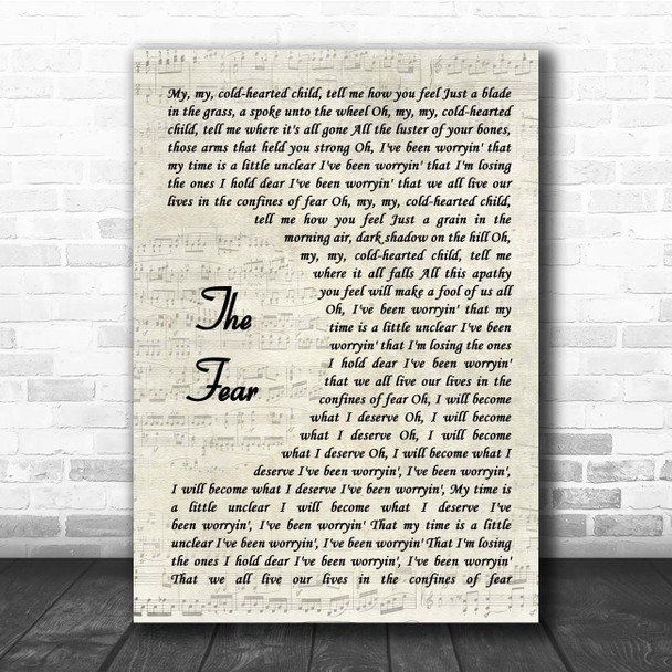 Ben Howard The Fear Vintage Script Song Lyric Print