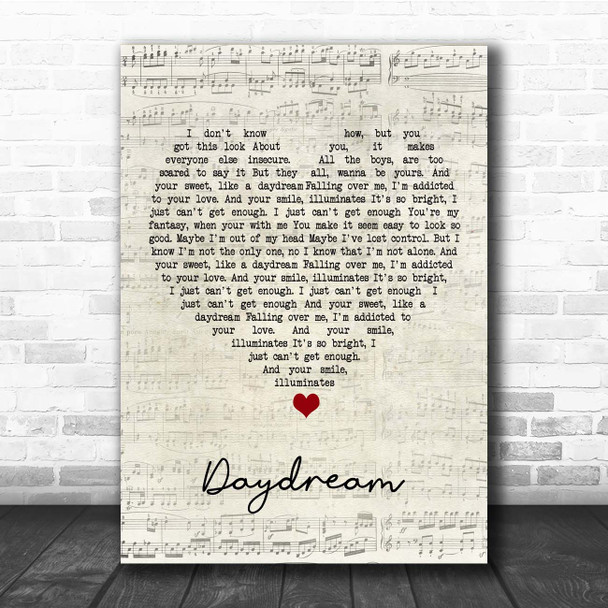 Benji Matthews Daydream Script Heart Song Lyric Print