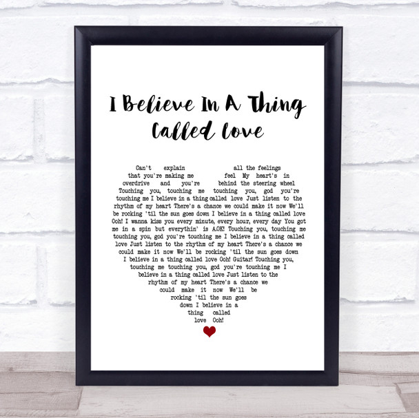 The Darkness I Believe In A Thing Called Love Heart Song Lyric Music Wall Art Print