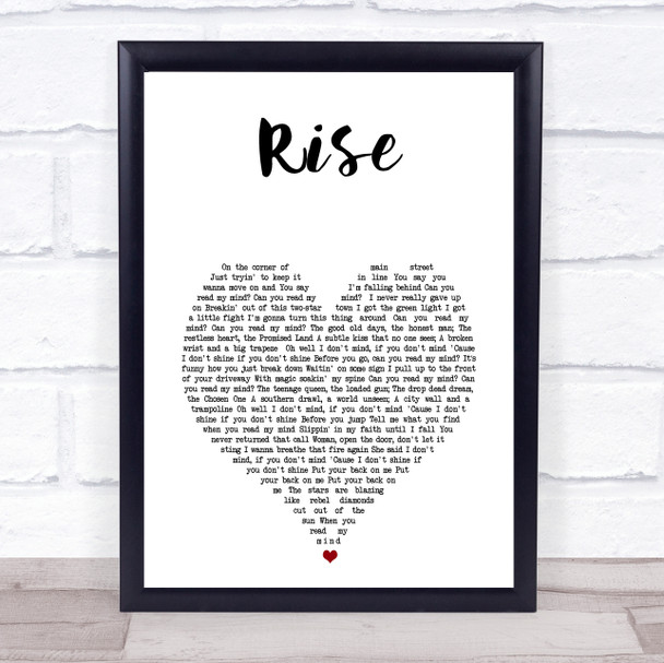 Ben's Brother Rise White Heart Song Lyric Print