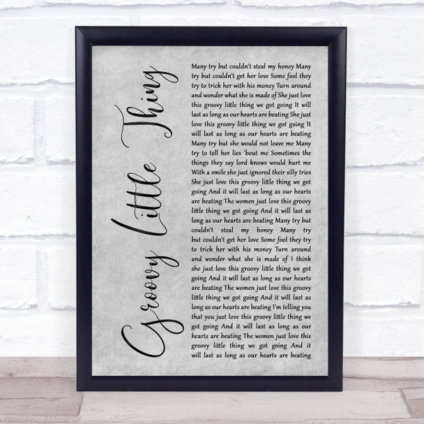 Beres Hammond Groovy Little Thing Grey Rustic Script Song Lyric Print