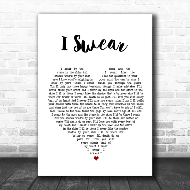 All 4 One I Swear Heart Song Lyric Music Wall Art Print