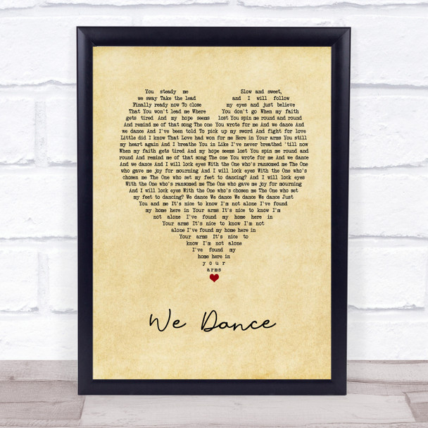 Bethel Music We Dance Vintage Heart Song Lyric Print