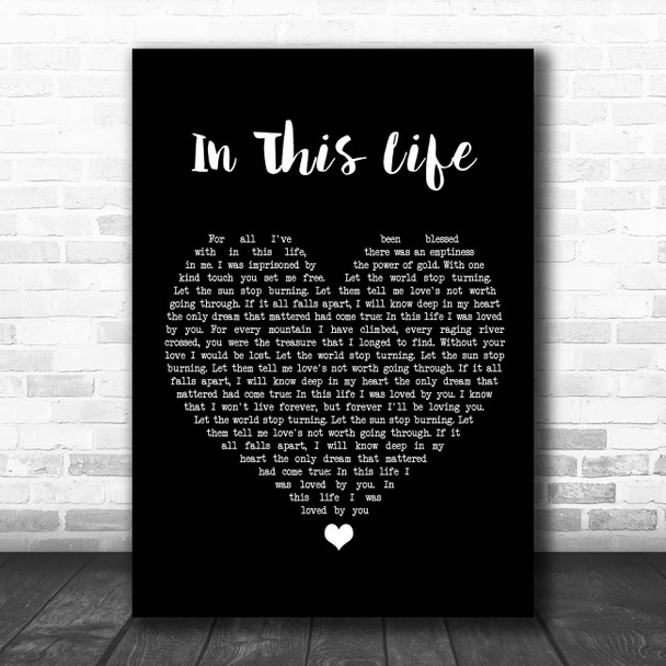 Bette Midler In This Life Black Heart Song Lyric Print