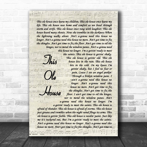 Bette Midler This Ole House Vintage Script Song Lyric Print