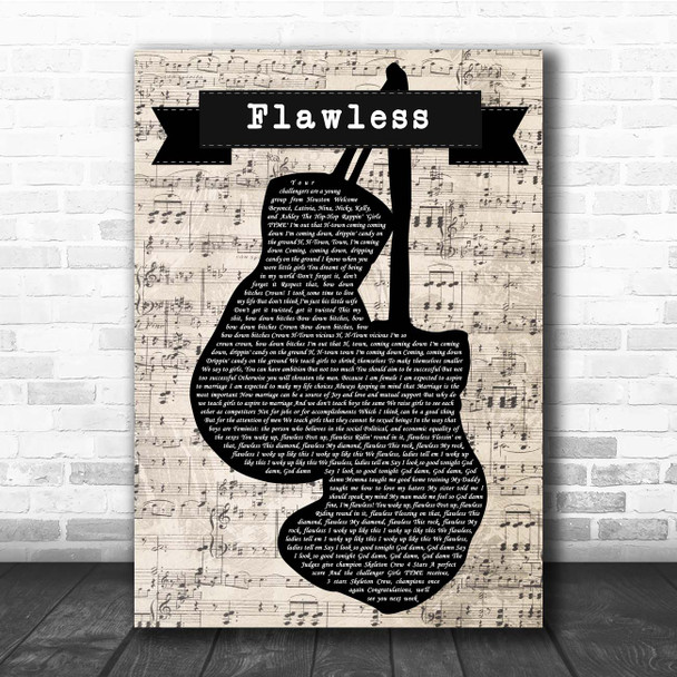 Beyonce Flawless Music Script Boxing Gloves Song Lyric Print