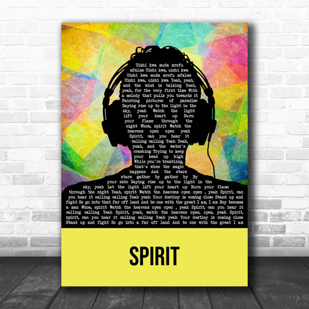 Beyonce Spirit Multicolour Man Headphones Song Lyric Print