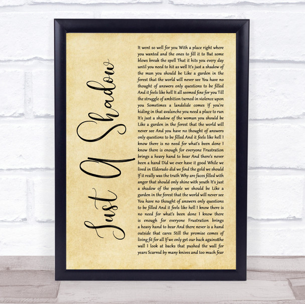 Big Country Just A Shadow Rustic Script Song Lyric Print