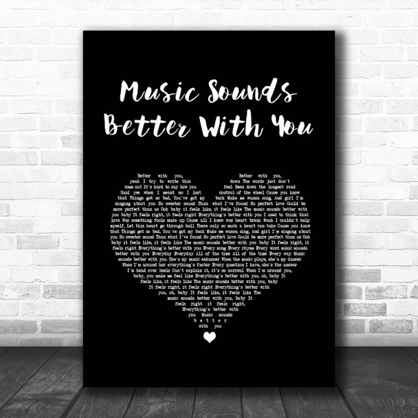 Big Time Rush Music Sounds Better With You Black Heart Song Lyric Print