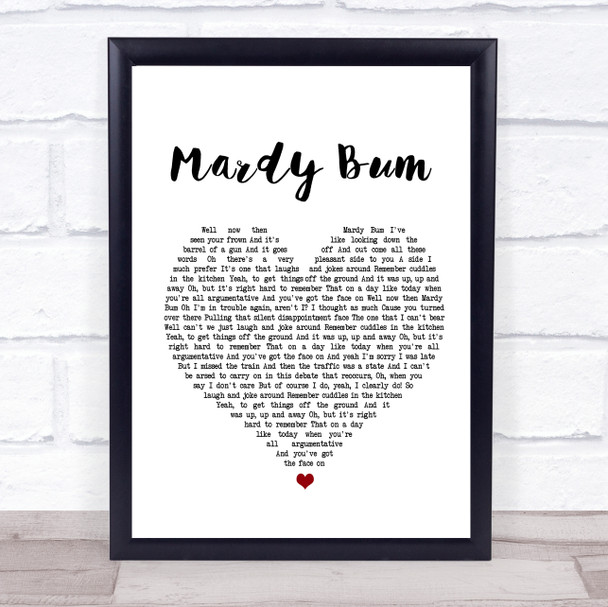 Arctic Monkeys Mardy Bum Heart Song Lyric Music Wall Art Print