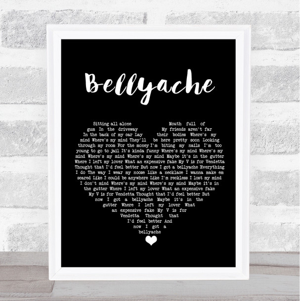 Billie Eilish Bellyache Black Heart Song Lyric Print