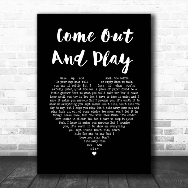 Billie Eilish Come Out And Play Black Heart Song Lyric Print