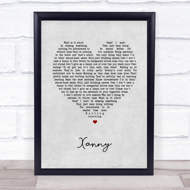 Billie Eilish Xanny Grey Heart Song Lyric Print