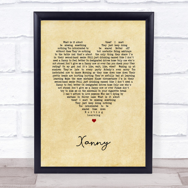 Billie Eilish Xanny Vintage Heart Song Lyric Print