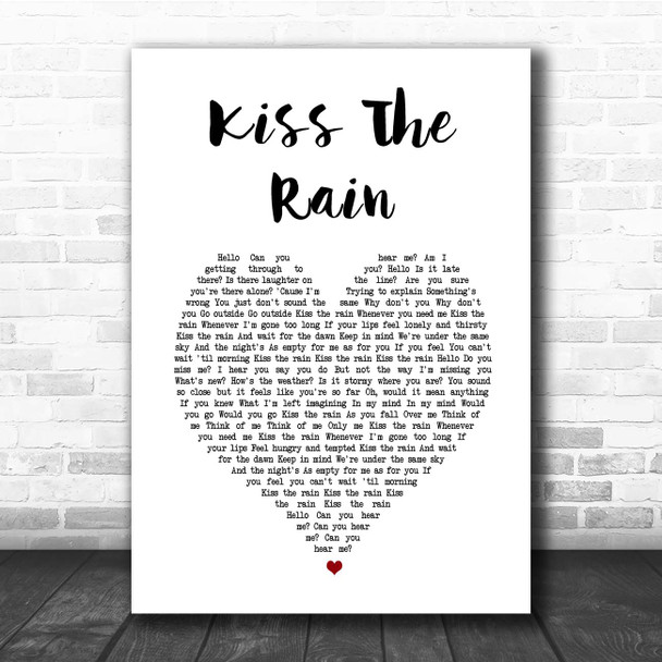 Billie Myers Kiss The Rain White Heart Song Lyric Print