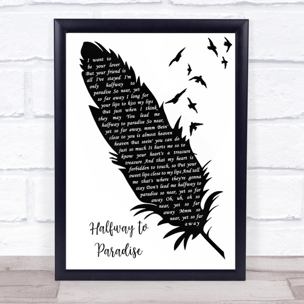 Billy Fury Halfway to Paradise Black & White Feather & Birds Song Lyric Print