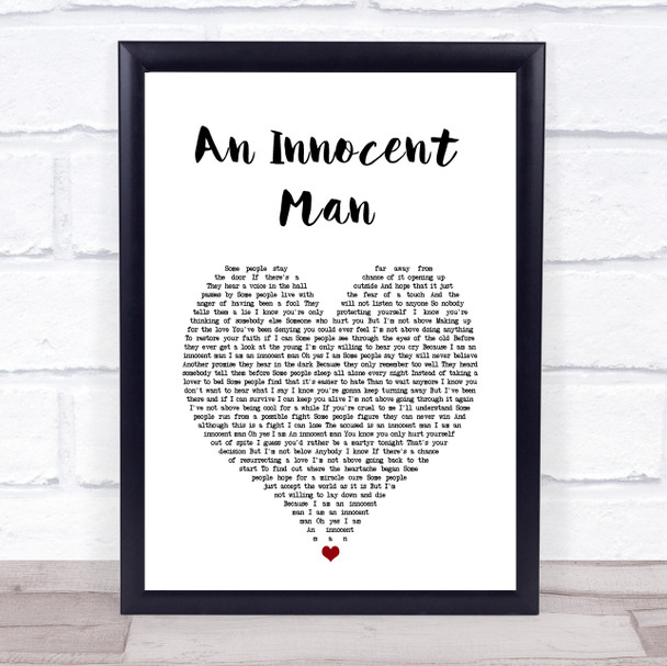 Billy Joel An Innocent Man White Heart Song Lyric Print
