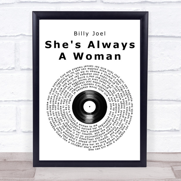 Billy Joel She's Always A Woman Vinyl Record Song Lyric Print