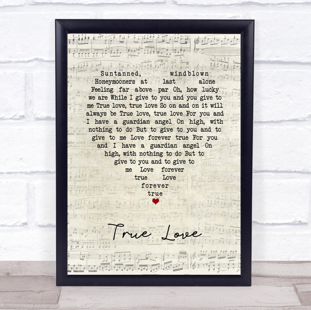 Bing Crosby True Love Script Heart Song Lyric Print