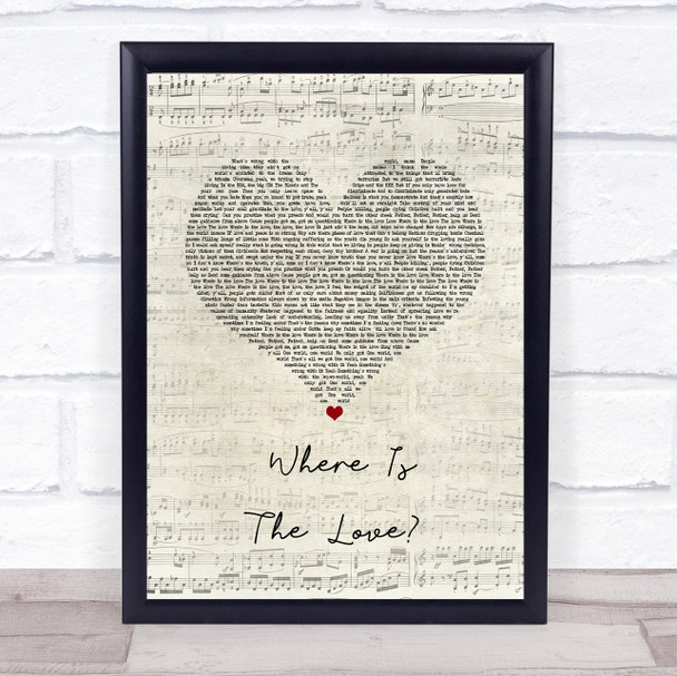 Black Eyed Peas Where Is The Love Script Heart Song Lyric Print