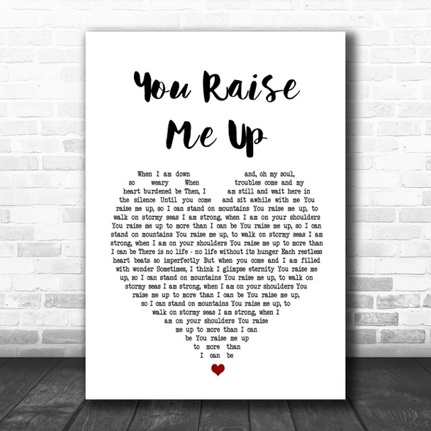 Josh Groban You Raise Me Up Heart Song Lyric Music Wall Art Print