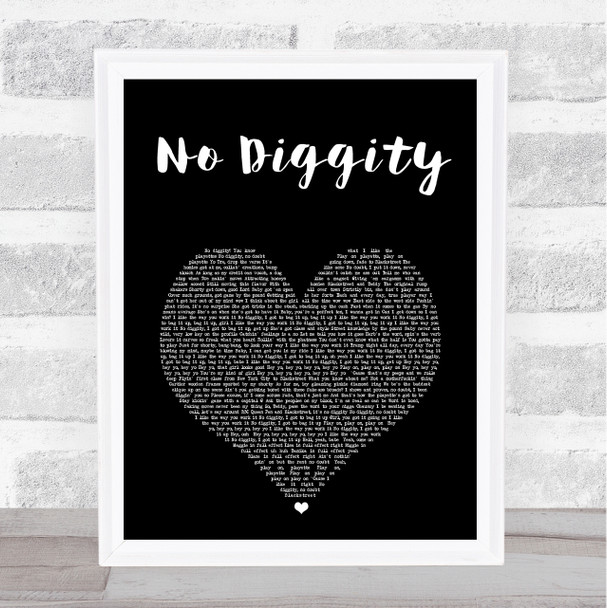 Blackstreet No Diggity Black Heart Song Lyric Print